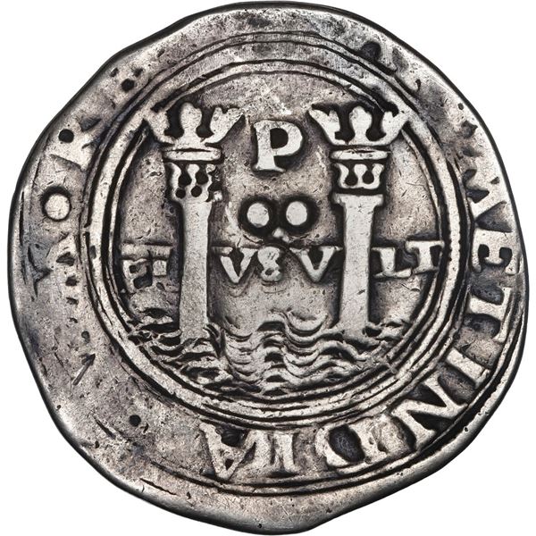 PERU, Lima, 2 reales, Philip II, assayer R (Rincón) to left, motto PL-VSV-LT, legends HISPANIA / ARV