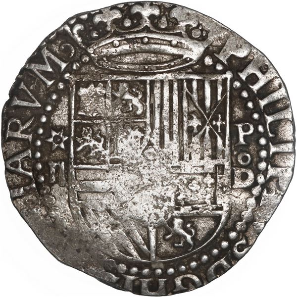 PERU, Lima, cob 2 reales, Philip II, assayer Diego de la Torre, *-ii to left, P-oD to right.