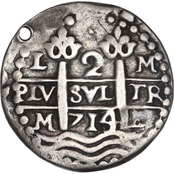 PERU, Lima, cob 2 reales Royal (galano), 1714/3 M, extremely rare, ex-Santa Rosa de Lima.