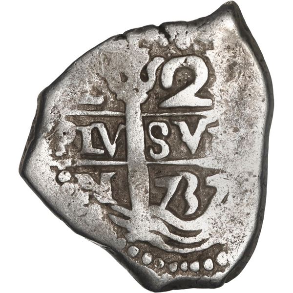 PERU, Lima, cob 2 reales, 1737 N.