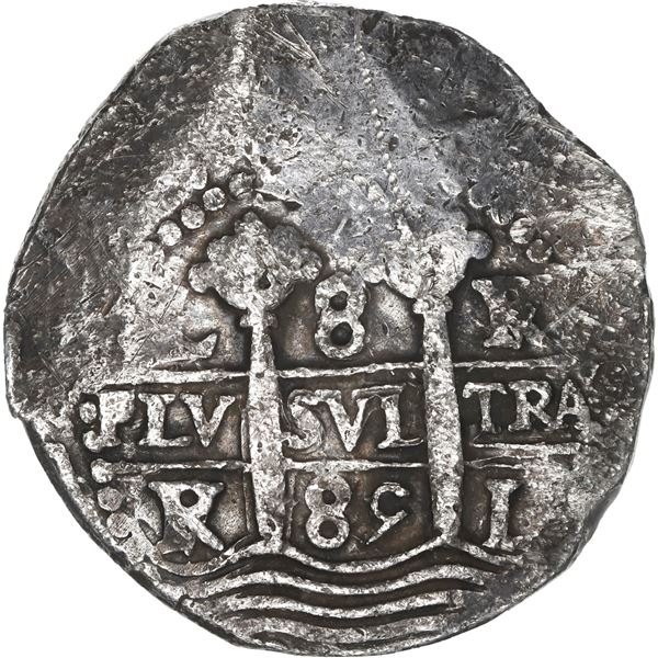 PERU, Lima, cob 8 reales, 1685 R/V, unique.