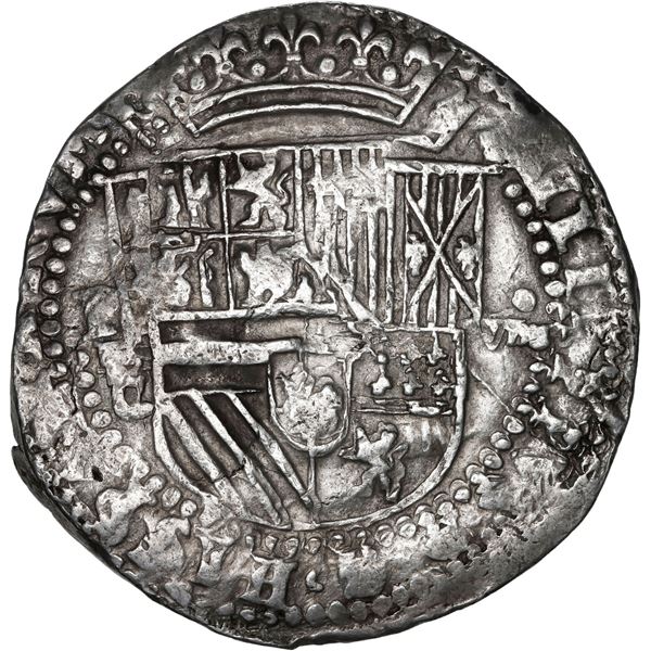 BOLIVIA, Potosí, cob 8 reales, Philip II, assayer C below erased B or B/L, rare, ex-Dym, ex-Portolà.