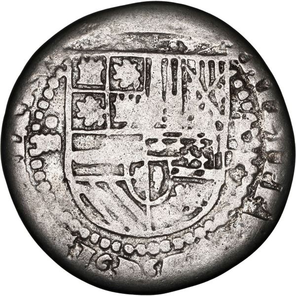 BOLIVIA, Potosí, cob 4 reales, Philip II, assayer M/R (small M) to right, very rare.