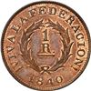 Image 1 : ARGENTINA (Buenos Aires), copper 1 real, 1840, NGC MS 65 BN, finest known in NGC census.