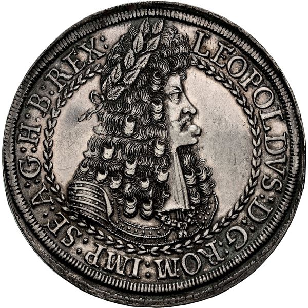 AUSTRIA (Holy Roman Empire), Hall mint, 2 taler, Leopold I, no date (1686-96), NGC AU 58.