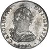 Image 1 : BOLIVIA, Potosí, bust 8 reales, Charles IV transitional (bust of Charles III, ordinal IV), 1790 PR.