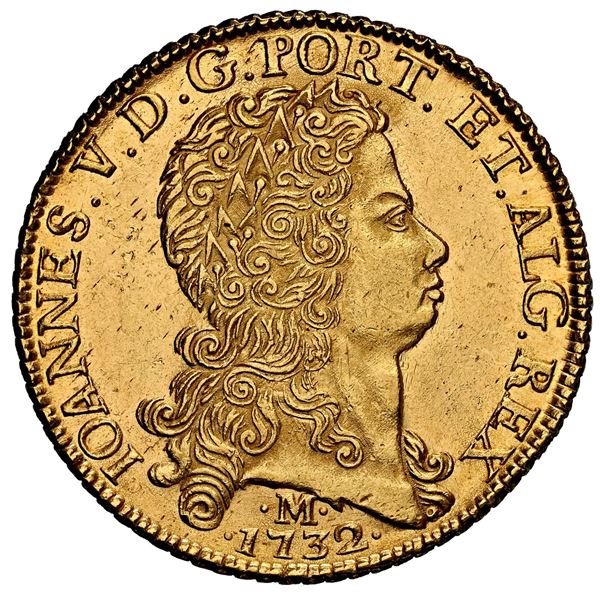 BRAZIL, Minas Gerais, gold dobra (12800 reis), João V, 1732-M, NGC MS 63.