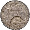 Image 2 : CHILE, Santiago, bust 8 reales, Charles IV, 1792 JJ, with Brazil, Minas Gerais (1808) counterstamp, 