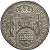 Image 2 : CHILE, Santiago, bust 8 reales, Charles IV, 1795 DA, with Brazil, Minas Gerais (1808) counterstamp, 