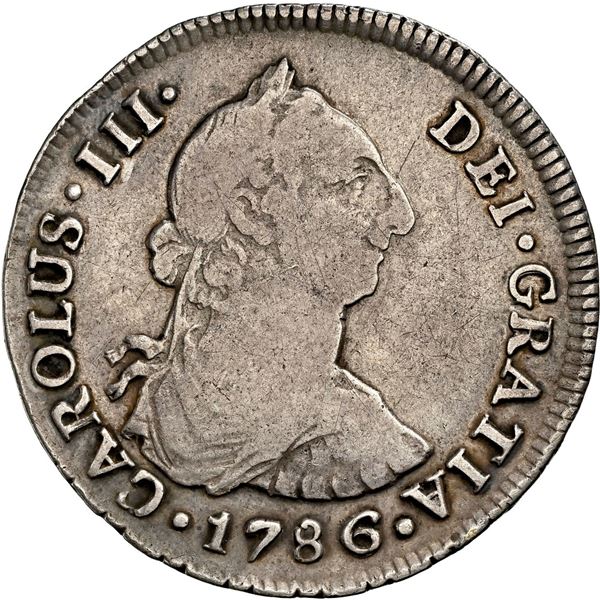 CHILE, Santiago, bust 4 reales, Charles III, 1786 DA, NGC F 15 (Colección Val y Mexía Label), ex-Tar