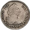 Image 1 : CHILE, Santiago, bust 4 reales, Charles III, 1786 DA, NGC F 15 (Colección Val y Mexía Label), ex-Tar