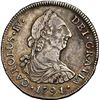 Image 1 : CHILE, Santiago, bust 4 reales, Charles IV transitional (bust of Charles III, ordinal IV), 1791/0 DA
