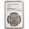 Image 3 : COLOMBIA, Bogotá, pillar 8 reales, Ferdinand VI, 1759 JV, very rare, NGC AU 53, ex-Patterson (cover)