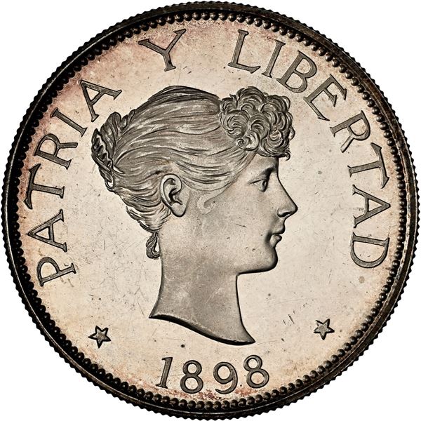 CUBA, struck at the Gorham Mint, proof 1 peso, 1898, NGC PF 63, "top pop."