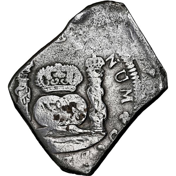 GUATEMALA, Guatemala City, cob 8 reales, 1733 J, very rare, NGC XF details / saltwater damage / Holl