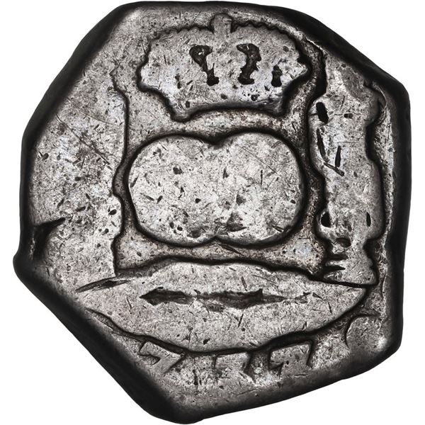 GUATEMALA, Guatemala City, cob 4 reales, 1737/6 J, rare, ex-Antigua.