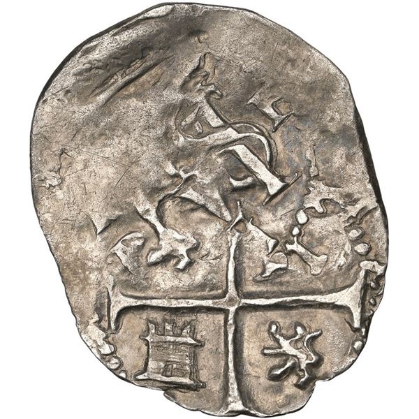 PANAMA, cob ½ real, Philip II, assayer P-M, quadrants of cross transposed, extremely rare, NGC mint