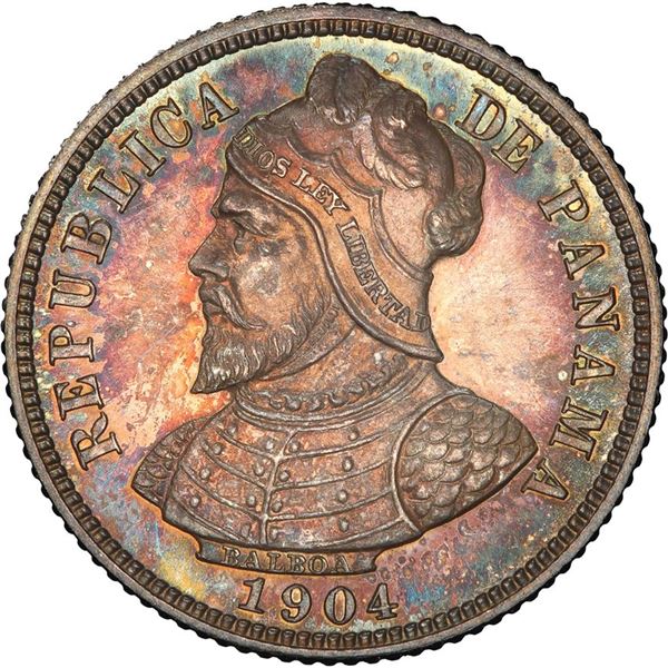 PANAMA, struck at the Philadelphia mint, proof 10 ,centésimos, 1904, very rare, NGC PF 63.