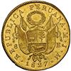 Image 2 : PERU, Lima, gold 8 escudos, 1827 JM, NGC AU details / obv graffiti, ex-Almenara.