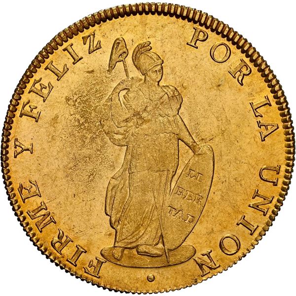 PERU, Cuzco, gold 8 escudos, 1834 Bo.Ar., NGC MS 62, ex-Almenara.