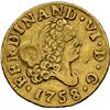 Image 1 : SPAIN, Madrid, gold bust ½ escudo, Ferdinand VI, 1758 JB, with private countermark LAC in monogram, 