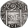 Image 1 : VENEZUELA, Caracas, "imitation cob" 2 reales, "1817" date (early 1800s), round flan (clipped).