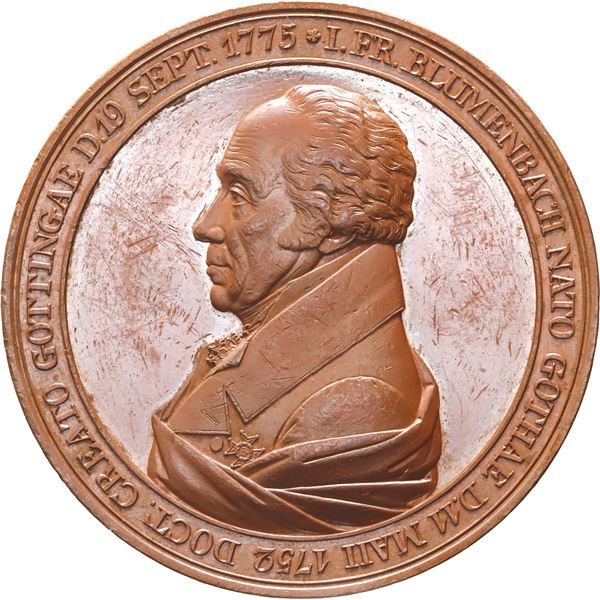 GERMAN STATES (Saxony), Berlin (Loos) mint, bronze medal, 1825, Johann Friedrich Blumenbach / three