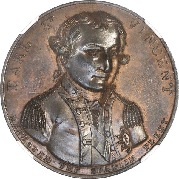 GREAT BRITAIN, bronze medal, 1797, Admiral John Jervis / Battle of Cape St. Vincent, NGC MS 63 RB, "