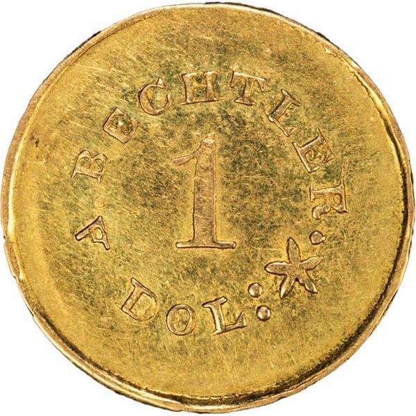 UNITED STATES, A. Bechtler, Carolina gold $1, no date (1842-52), 27G. 21C. plain edge variety, PCGS