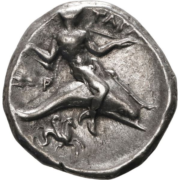 ANCIENT GREEK, Calabria, Tarentum, AR didrachm, "boy on dolphin," 281-272 BC.