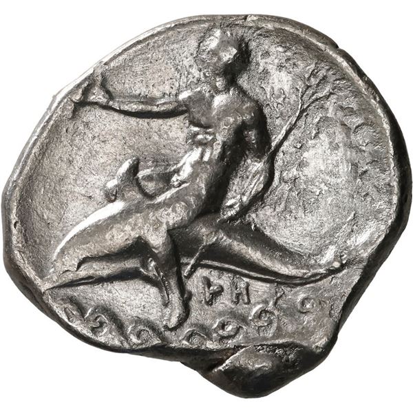 ANCIENT GREEK, Calabria, Tarentum, AR didrachm, "boy on dolphin," 212-209 BC.