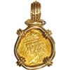 Image 2 : SPAIN, Seville, gold cob 2 escudos, Philip III, assayer not visible, mounted shield-side out in heav