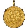 Image 2 : PERU, Lima, gold cob 8 escudos, 1712 M, legend starting at 6 o'clock, ex-1715 Fleet, mounted pillars