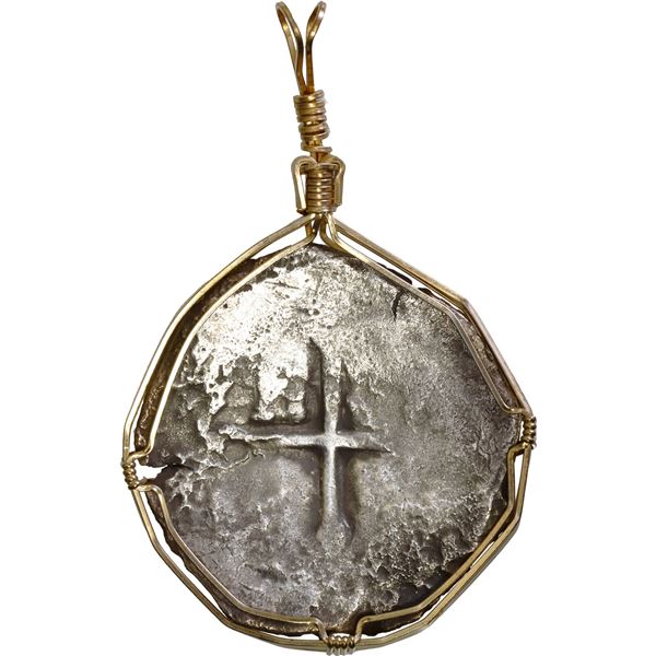 MEXICO, Mexico City, cob 8 reales, Philip IV, assayer P, ex-Concepción (1641), mounted cross-side ou