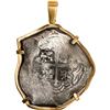 Image 2 : MEXICO, Mexico City, cob 8 reales, 1715 (J), ex-1715 Fleet, mounted cross-side out in 14K gold penda