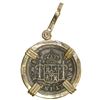Image 2 : MEXICO, Mexico City, bust ½ real, Charles III, 1783 FF, ex-Cazador (1784), mounted in 14K gold penda