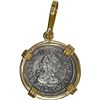 Image 1 : MEXICO, Mexico City, bust ½ real, Charles III, 1783 FF, ex-Cazador (1784), mounted in 14K gold penda