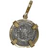 Image 2 : MEXICO, Mexico City, bust ½ real, Charles III, 1783 FF, ex-Cazador (1784), mounted in 14K gold penda