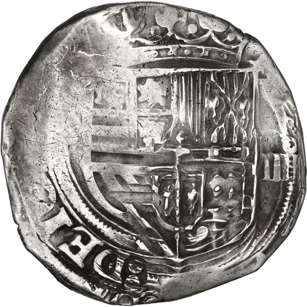 MEXICO, Mexico City, cob 4 reales, Philip II, assayer not visible (O below oM to left), denomination