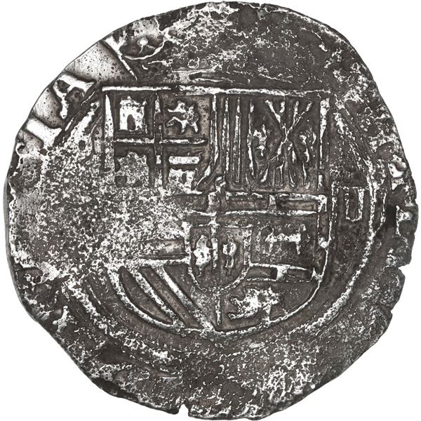 MEXICO, Mexico City, cob 4 reales, Philip II, assayer not visible (O below oM to left), denomination