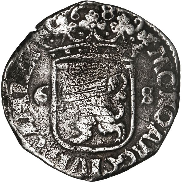 NETHERLANDS (United), Deventer, 6 stuivers (rijderschelling), 1689.