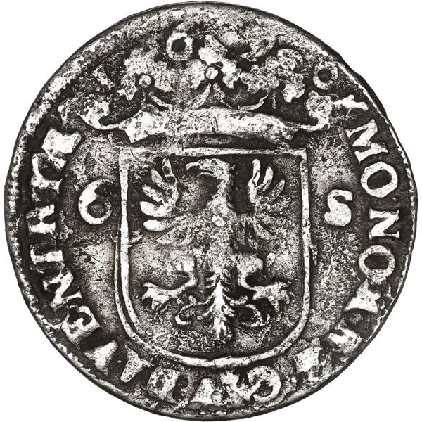 NETHERLANDS (United), Deventer, 6 stuivers (rijderschelling), 1690.