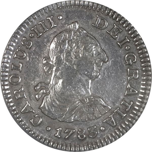MEXICO, Mexico City, bust ½ real, Charles III, 1783 FF, ANACS VF 35 ("El Cazador" Shipwreck Label).