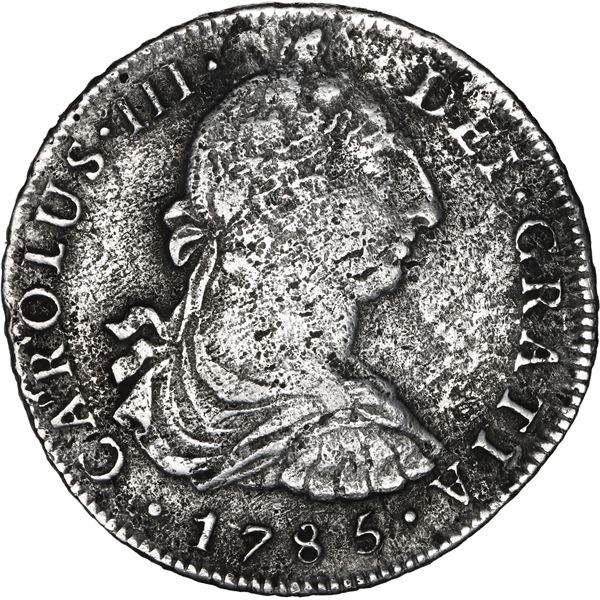 PERU, Lima, bust 8 reales, Charles III, 1785 MI.
