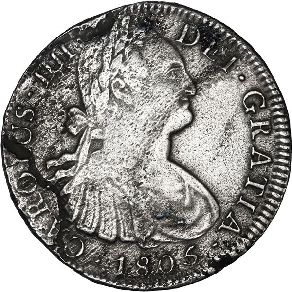 MEXICO, Mexico City, bust 8 reales, Charles IV, 1805 TH.