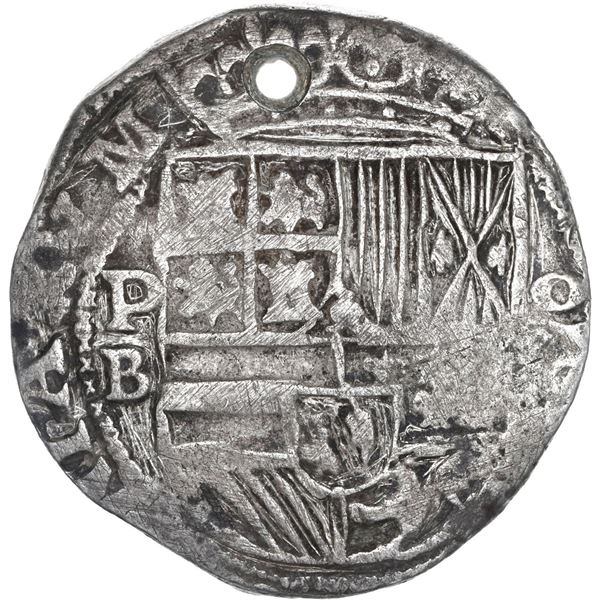 BOLIVIA, Potosí, cob 8 reales, Philip II, assayer B (5th period, borders of x's).