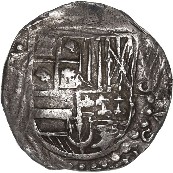 BOLIVIA, Potosí, cob 8 reales, Philip IV, assayer not visible (1620s), quadrants of cross transposed