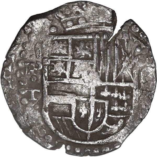 BOLIVIA, Potosí, cob 8 reales, Philip IV, assayer T (late 1620s), "flat" lions.