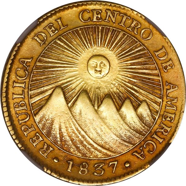 COSTA RICA (Central American Republic), San José, gold 4 escudos, 1837 E, NGC XF details / repaired.