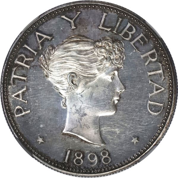 CUBA, struck at the Gorham Mint, proof 1 peso, 1898, rare key date, NGC PF 61, ex-EMO, ex-Busto.